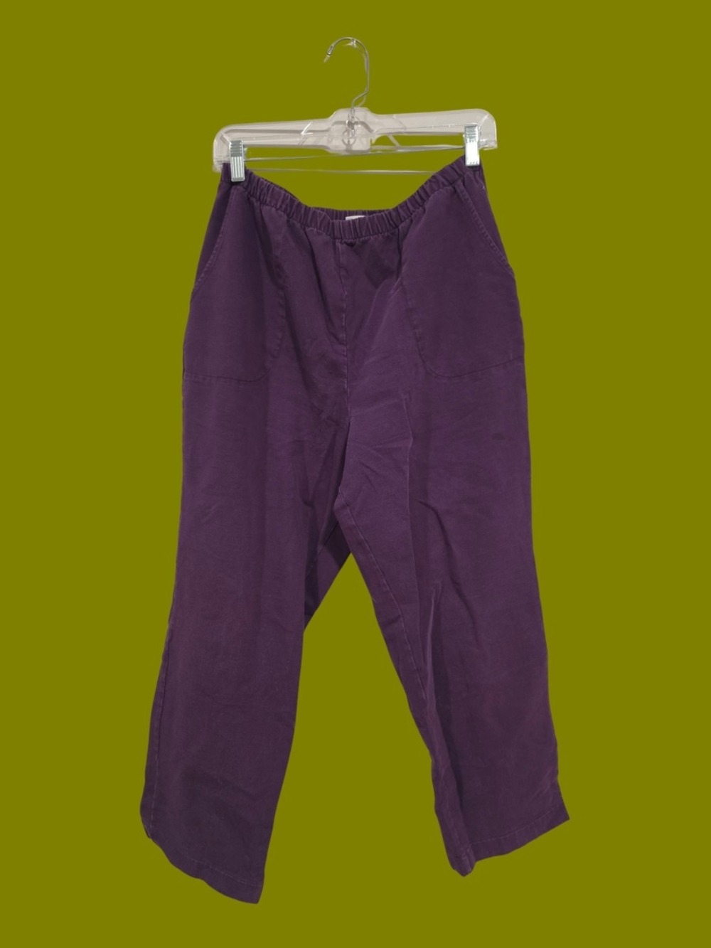 Vintage Men's Purple Elastic-Waist Chinos